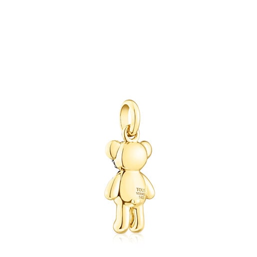 Silver vermeil TOUS Teddy Bear Splash Pendant with smoky quartz