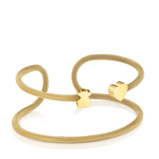 Braçalet esclava doble amb bany d'or 18 kt sobre plata Icon Mesh