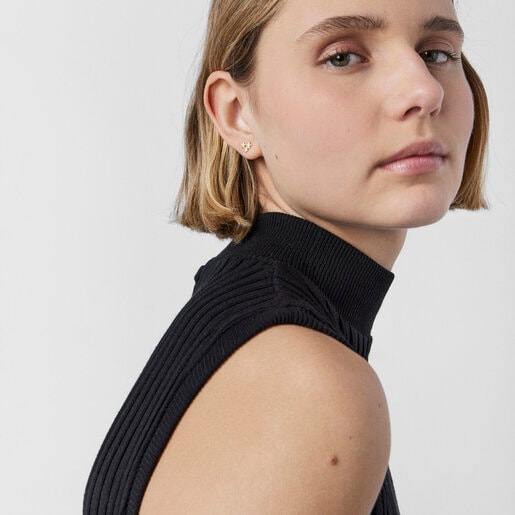 עגילי Teddy Bear Stars עשויים זהב בשילוב יהלומים