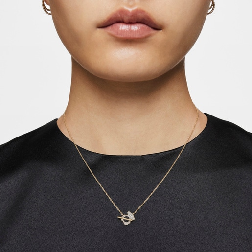Short gold and diamond bear Necklace I-Bear