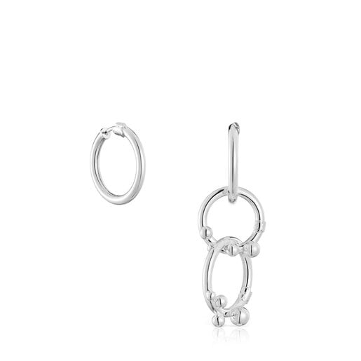 Short/long silver Earrings with rings and details Hold | TOUS