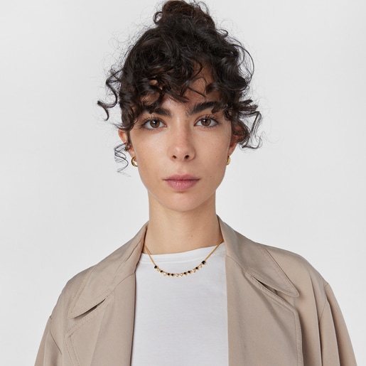 Silver Vermeil Glaring Necklace with Onyx and Zirconia