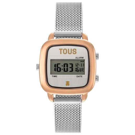 Two-tone digital Watch with steel bracelet D-Logo Mini