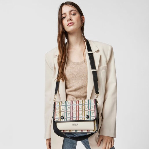Бежево-черная сумка-кроссбоди Audree TOUS Crossroad среднего размера