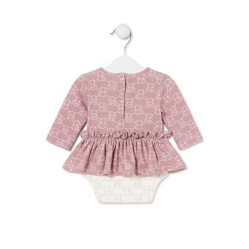Baby girls bodysuit with skirt in Icon pink