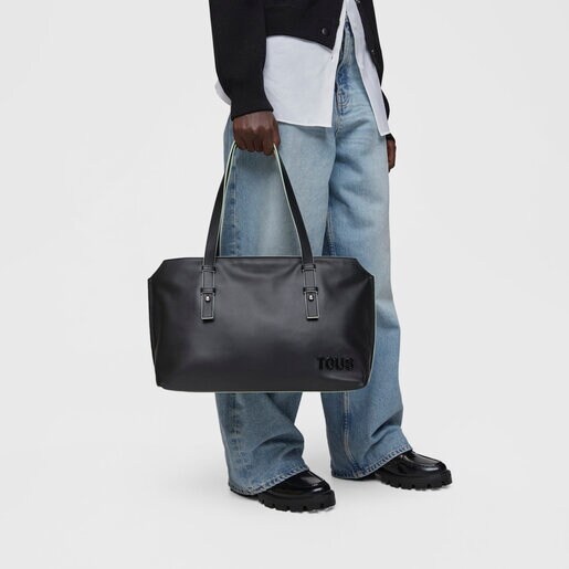Black leather City bag TOUS Candy