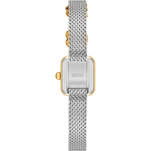 ساعة تناظرية بسوار من الصُلب وحلية من الصُلب باللون الذهبي ووجه من عرق اللؤلؤ من تشكيلة TOUS ICON TIME CHARMS