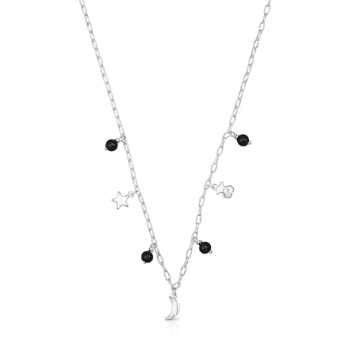 Silver Magic Nature Necklace with onyx