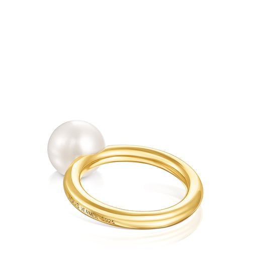 Silver Vermeil Gloss Ring with Pearl | TOUS