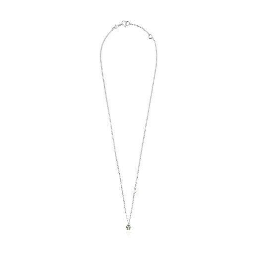 Collier en argent avec fleur en chromo-diopsides et perle TOUS New Motif