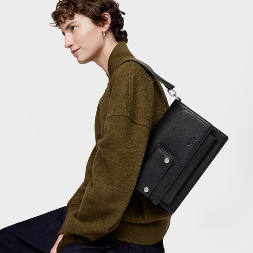 Sac à bandoulière noir moyen TOUS Audree Pockets