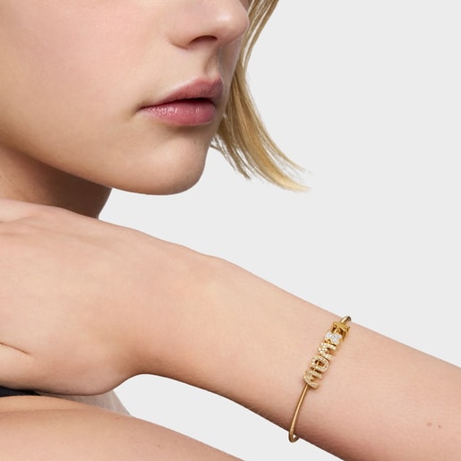 18kt gold plating over silver pack of Charms with diamonds TOUS Mom