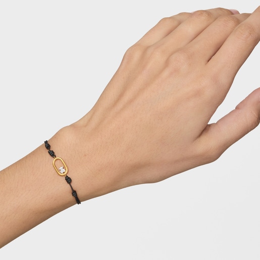 Pulsera de nylon negro bicolor Camille