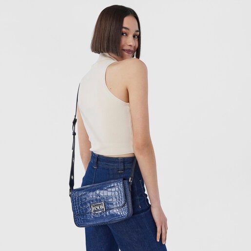 Tous Legacy Wild navy blue leather crossbody bag