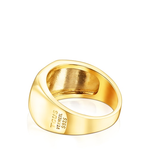 Timbro ovale con placcatura in oro 18 kt su argento TOUS Basics