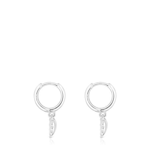 Silver heart motif hoop Earrings San Valentín