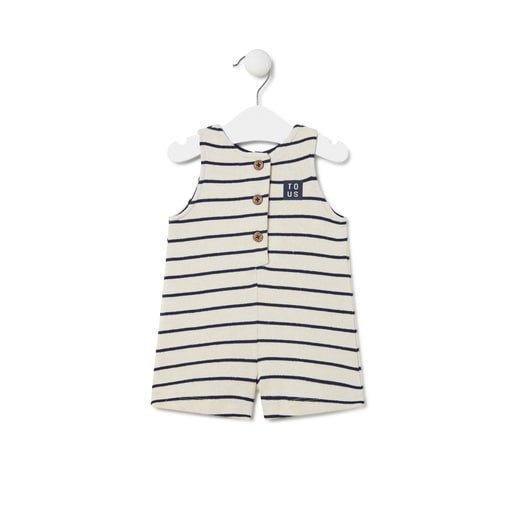 Dungarees-style romper in Boat beige