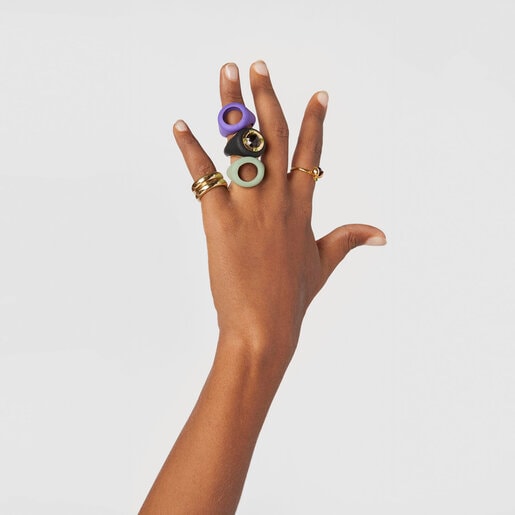 Silver vermeil Virtual Garden Signet ring set with smoky quartz