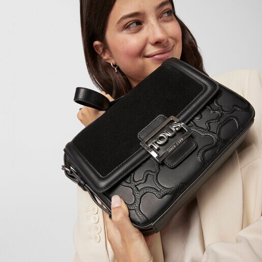 Bandolera mediana Tous Icon negro de piel