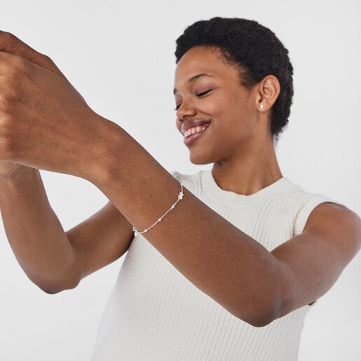 シルバーにパールが付いたブレスレット Super Power