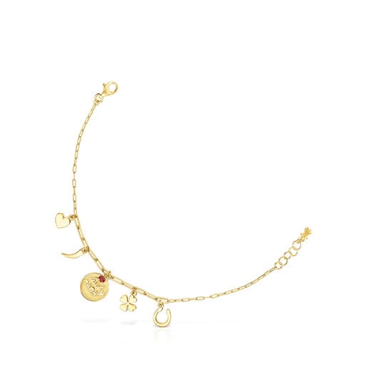 Pulsera TOUS Good Vibes Mama con baño de oro 18 kt sobre plata y rubí