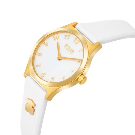 Analog Watch with white strap and gold-colored steel TOUS EPIC ICON KDT CHARMS