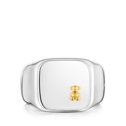 خاتم منقوش بدرجتَي لون مرصع بحلية على شكل دبدوب من تشكيلة TOUS Man