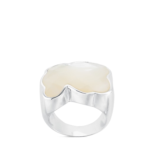 Silver TOUS Color Ring with faceted mother-of-pearl