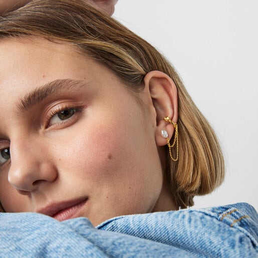 Silver vermeil Oceaan Duna Earcuff with pearl