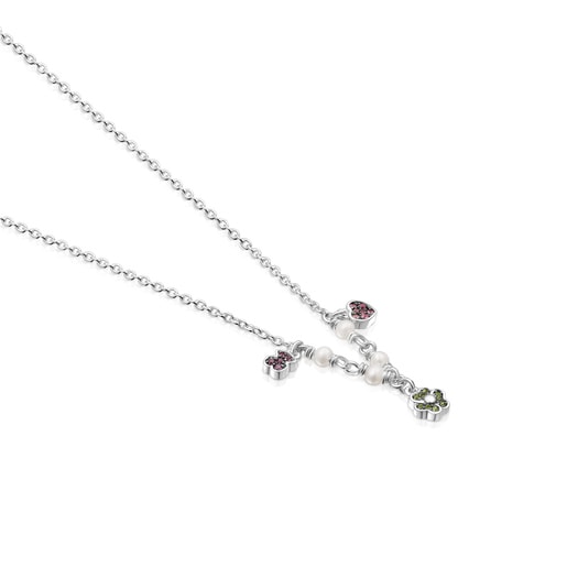 Silver TOUS New Motif Necklace with gemstones and pearls