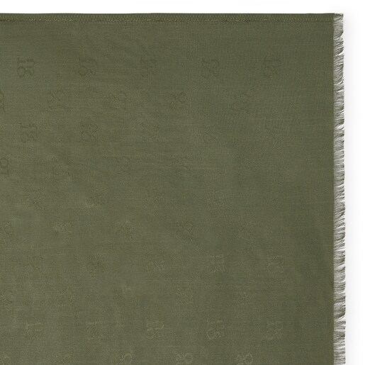 Khaki-colored jacquard TOUS Square Logo Foulard