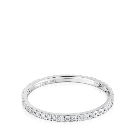 טבעת נישואין Les Classiques מזהב לבן עם מוטיב יהלומים