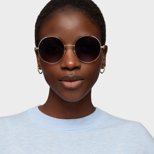 ブラウン サングラス Round Metal