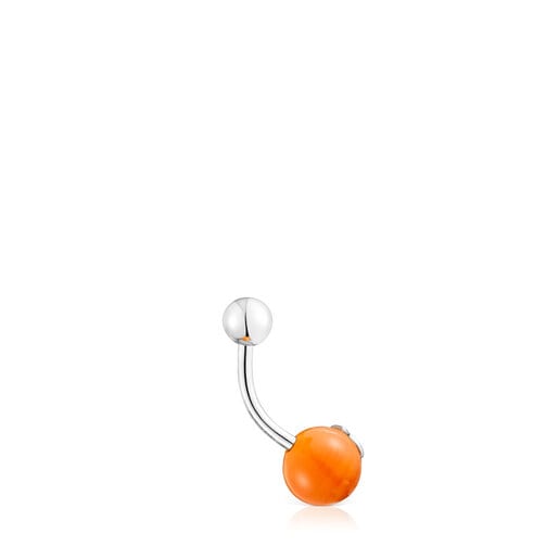Piercing do pupka z oranžového muránskeho skla TOUS Icon Glass