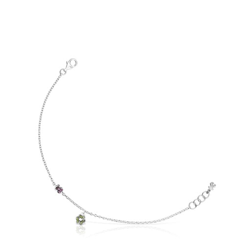 Bracciale in argento con cromo diopside e motivi di ametista TOUS New Motif