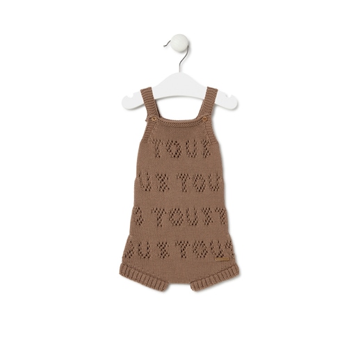 Knitted baby romper in Tricot TOUS logo beige