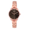 Rose-colored IP steel Let Bracelet Watch with black dial