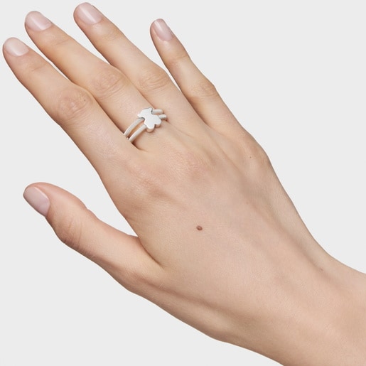 Anillo doble de plata Icon Mesh