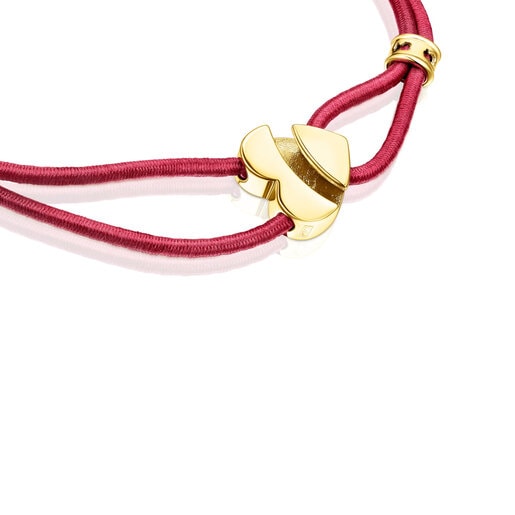 Pulsera elástica roja con corazón con baño de oro 18 kt sobre plata Sweet Dolls