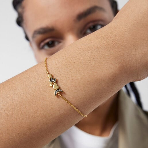 Pulsera con baño de oro 18 kt sobre plata y motivos de diamantes Nocturne