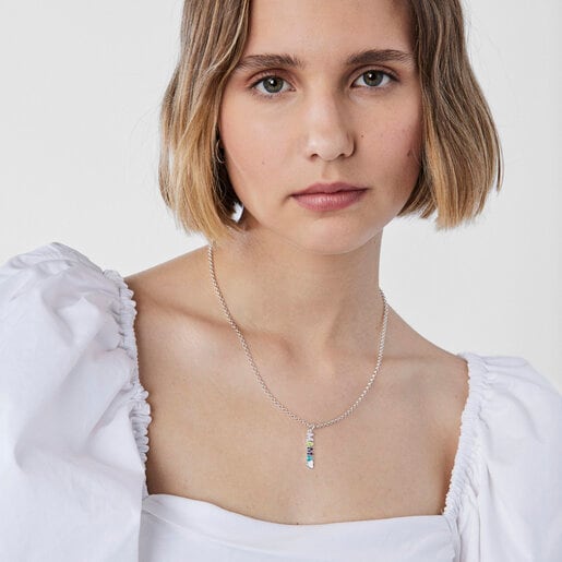 Silver TOUS Crossword Mama Mama pendant with enamel
