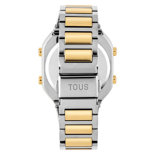 Digitální hodinky s náramkem z nerezové oceli a oceli IPG ve zlaté barvě D-BEAR