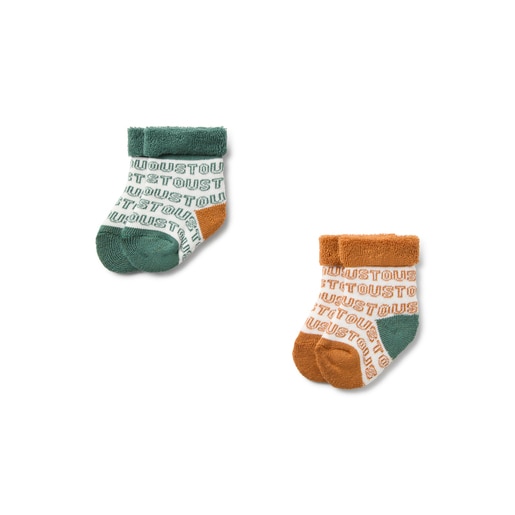 Conjunto de 2 pares de peúgas de bebé SSocks cor única