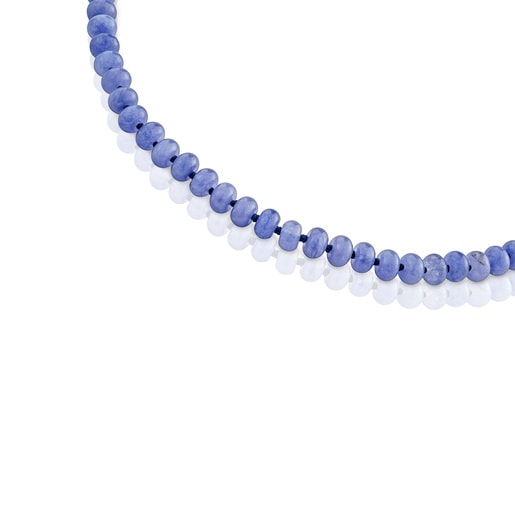 Priliehavý náhrdelník s 18 kt pozlátením na striebre a modrým kremencom Hold Oval