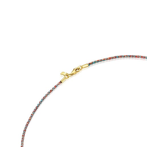 Multicolored braided thread Necklace with silver vermeil clasp Efecttous