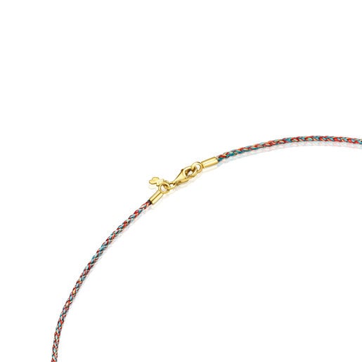 Collier en fil tressé multicolore avec fermoir en argent vermeil Efecttous