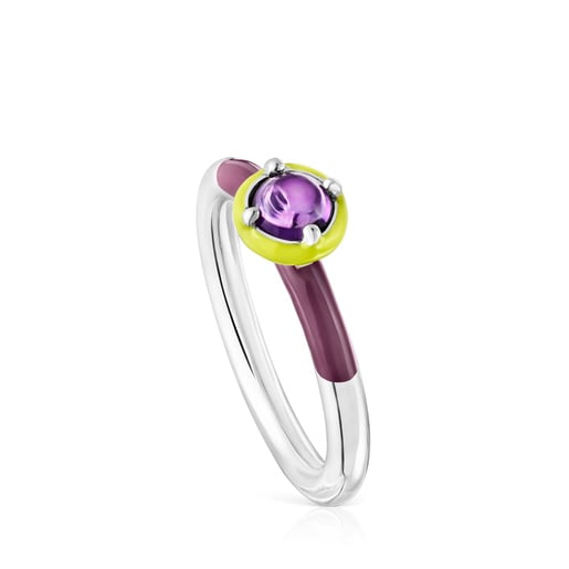 Silver TOUS Vibrant Colors Ring with amethyst and enamel | TOUS