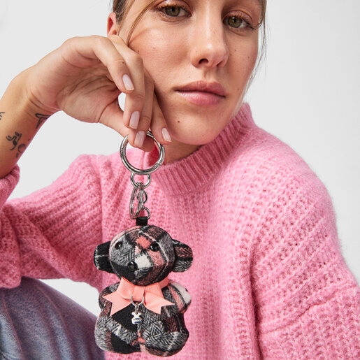 Черный брелок для ключей Teddy Bear Square