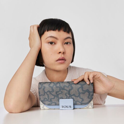 Portefeuille long Amaya Kaos Icon beige et bleu
