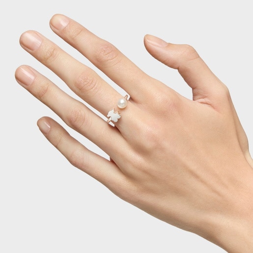 Anillo abierto de plata con perla cultivada Sweet Dolls